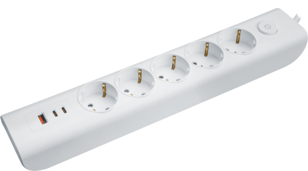 Удлинитель 3х5м с заземл. 16А IP20 95 692 NPE-USB06-05-500-ESC-3X1-PD20W 2хUSB-C + USB-A с выкл. бел. NAVIGATOR 95692