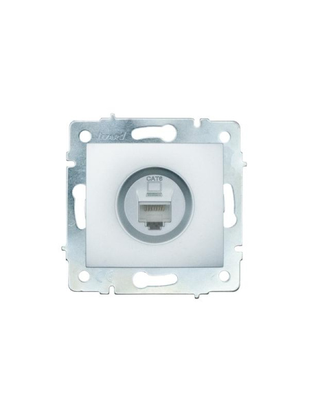 Розетка компьютерная 1-м СП KARINA IP20 RJ45 кат.6 механизм матов. серебр. LEZARD 707-4388-140