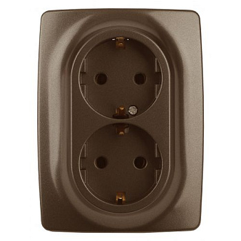 Розетка 2-м СП Эра12 12-2106-13 16А IP20 16AX 250В 2х2P+E Schuko бронз. Эра Б0031235