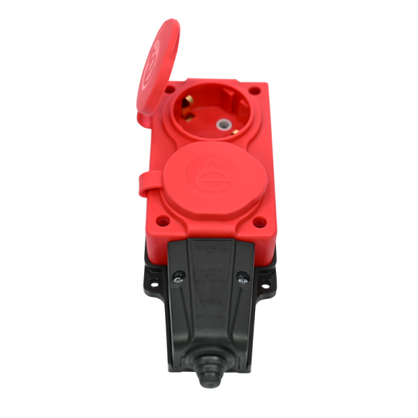 Колодка удлинителя 2-м 16А IP44 MultiSet 2К+З 250В каучук красн. SE MST4122RD