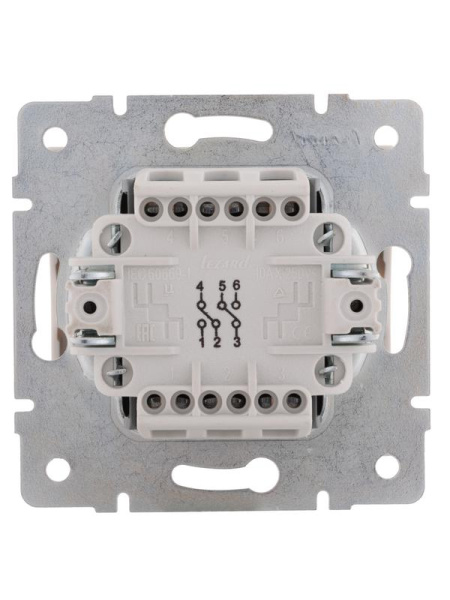 Переключатель проходной 2-кл. СП Rain IP20 механизм бел. LEZARD 703-0288-106
