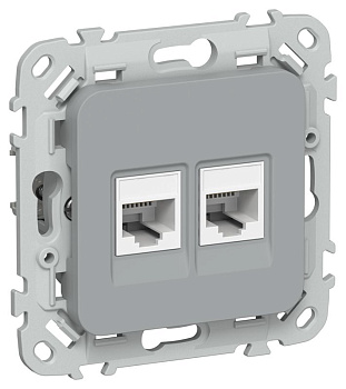 Розетка компьютерная 2-м СП FLITE РК5е-2-0-ФлС RJ45 кат.5E UTP механизм сер. IEK FI-K22-1-K03