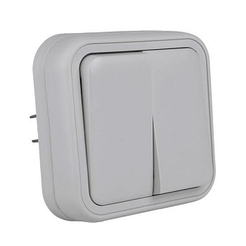 Выключатель 2-кл. СП Бронто 10А IP55 автоматические клеммы сер. EKF BT2-SWG-20