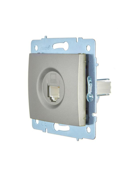 Розетка компьютерная 1-м СП ASTI IP20 RJ45 механизм Cat 5e платина. LEZARD 7081-3588-139