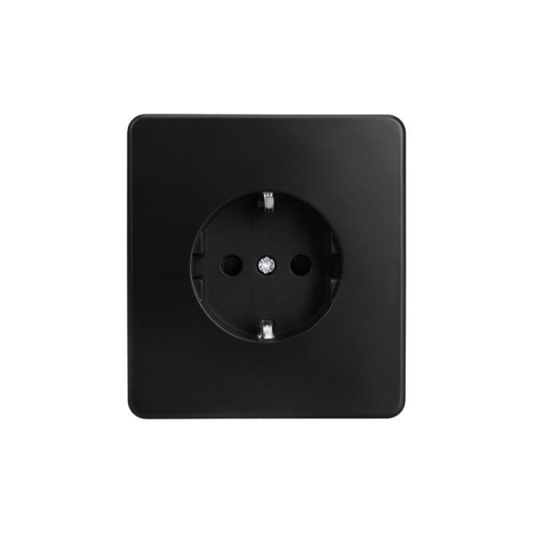 Розетка 1-м СП ROUND MIELE 16А с заземл. защ. шторки оникс Kranz KR-78-0701-3