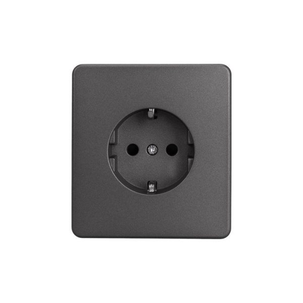 Розетка 1-м СП ROUND MIELE 16А с заземл. защ. шторки титан Kranz KR-78-0701-2