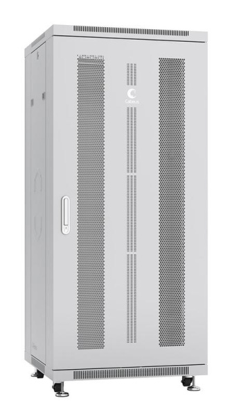 Шкаф монтажный телекоммуникационный напольн. ND-05C-27U60/60 19дюйм 27U 600х600х1388мм для распределит. и серверн. оборудования; передн. и задн. перфорир. двери ручка с замком RAL 7035 сер. Cabeus 7885c