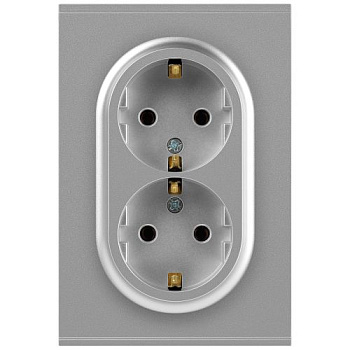 Розетка 2-м СП Arktik 16А IP20 250В с заземл. со шторками алюм. 16-2105-03 Эра Б0070456