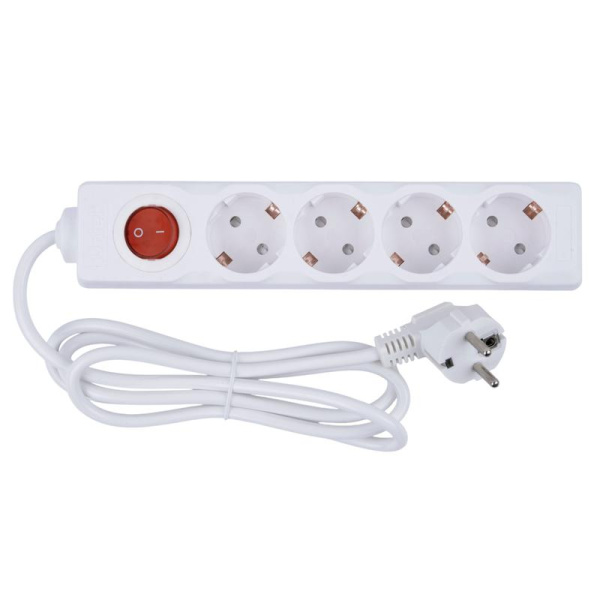 Удлинитель 4х1.5м с заземл. 16А Ultra S-GCU4-1.5B WHITE бел. Uniel UL-00010021