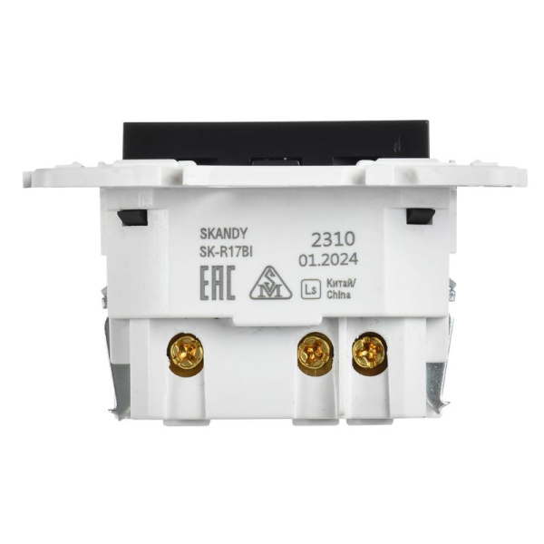 Розетка SKANDY 18Вт 16А с заземл. защ. шторки с USB C SK-R17Bl черн. IEK SK-R14-16-U14-018-K02