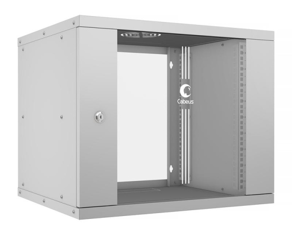 Шкаф телекоммуникационный настенный разборный LIGHT WSC-05D-9U55/45 19дюйм 9U дверь стекло сер. Cabeus 10175c