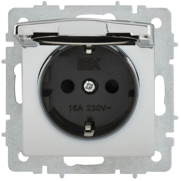Розетка 1-м СП BRITE РСбш10-3-БрГН 16А IP20 с заземл. защ. шторки с крышкой в сборе механизм метал. хром/никель IEK BR-R16-16-M-K23