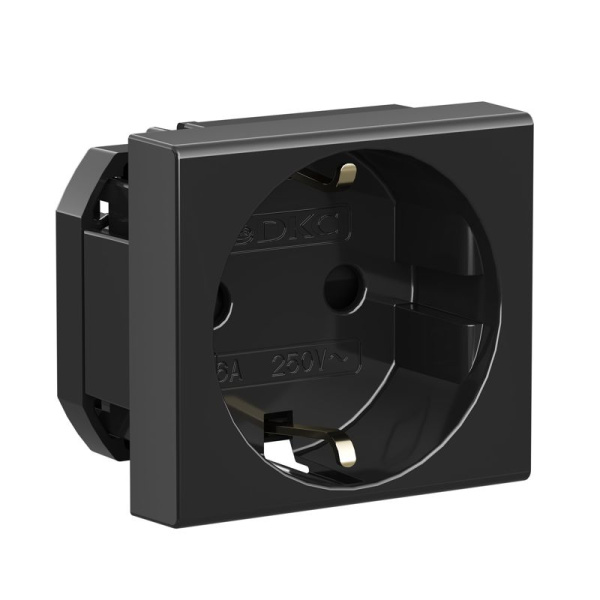 Розетка 1-м 2мод. Viva 16А IP20 2P+E с заземл. защ. шторки черн. DKC 45205