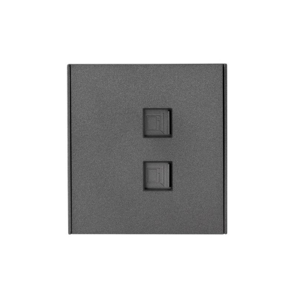 Розетка компьютерная 2-м СП STRONG RJ45 + RJ45 кат.6 IP20 графит Kranz KR-78-0725-6