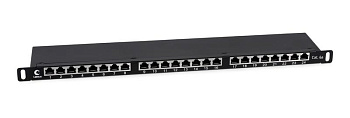 Патч-панель 19дюйм 0.5U 24 порта RJ45 кат.6а полностью экранир. Dual IDC высокой плотности Cabeus 9652c