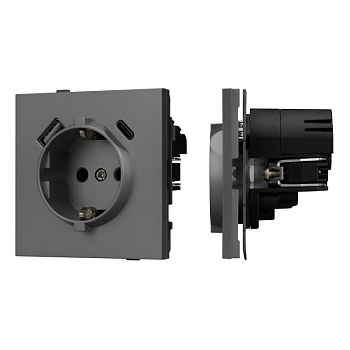 Розетка 1-м СП SCT-TENDO-MUAC-SFPL-GR 16А IP20 230В с USB зарядкой механизм Arlight 054609
