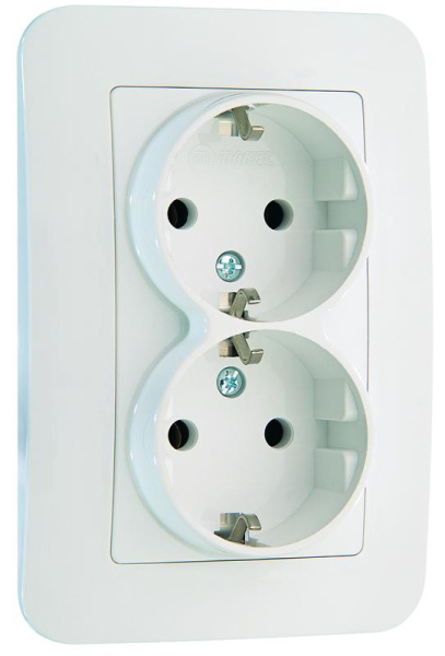 Розетка 2-м СП Lillium N 10А с заземл. бел. Makel 55082
