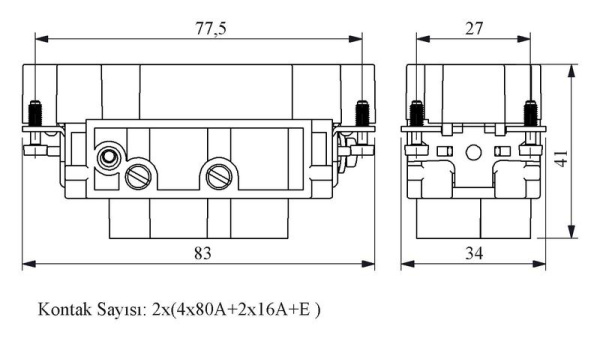 Штепсель 6 полюсов 4х80А; 2х16А (7-12) EMAS EB0812CF00
