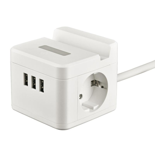 Удлинитель 2х1.5м с заземл. 16А Standard S-GCD2-1.5SBUH WHITE 3 USB держатель для телефона бел. Uniel UL-00011251