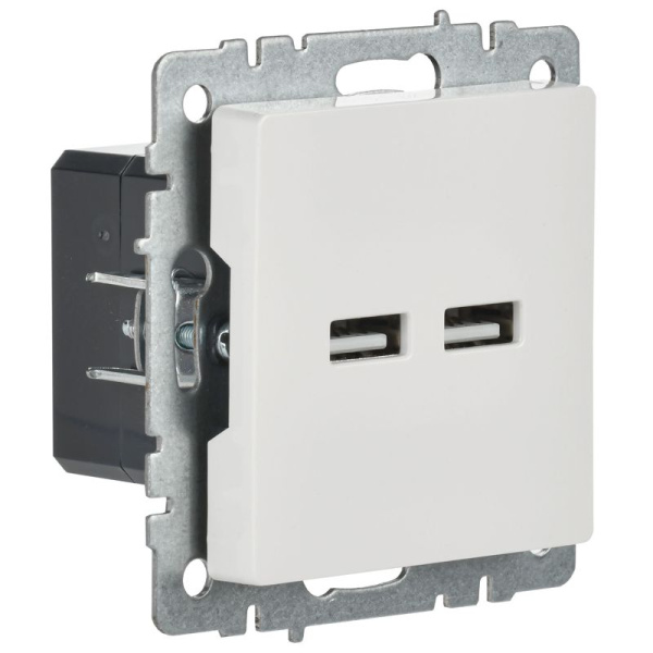 Розетка BRITE USB A+A 3.1А РЮ10-1-БрБ механизм бел. IEK BR-U21-D31-K01