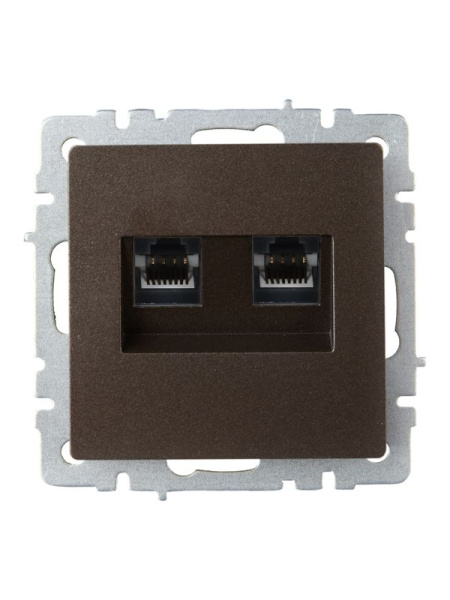 Розетка компьютерная двойн. СП RJ45 кат.6 BRITE РК11-2-БрТБ механизм бронза IEK BR-K20-2-K45
