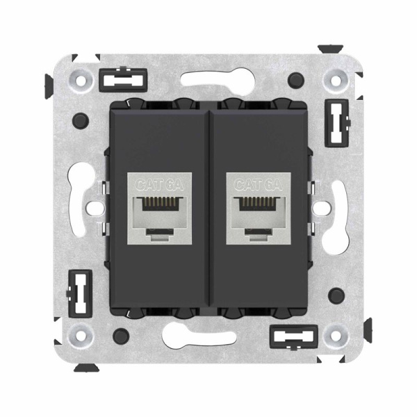 Розетка компьютерная 2-м СП Avanti "Черный матовый" RJ45 кат.6A без шторок экранир. механизм DKC 4412774