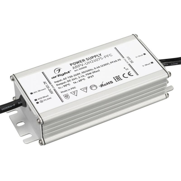 Блок питания ARPV-UH24075-PFC (24В 3.1А 75Вт) (IP67 металл) Arlight 025028