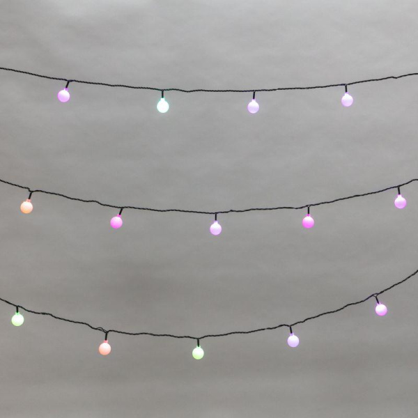 Гирлянда светодиодная "Шарики" 5м d25мм 25LED RGB ПВХ темн. зел. Neon-Night 303-550