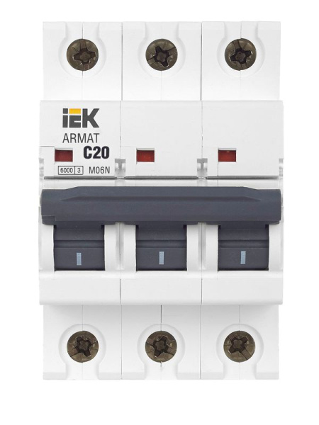 Выключатель автоматический модульный 3п C 20А M06N ARMAT IEK AR-M06N-3-C020