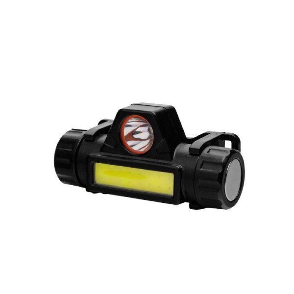 Фонарь аккумуляторный налобный E1340 XPE + COB LED 3Вт 2 режима аккум. 3.7В магнит диммир. черн. (бокс) Ultraflash 14268
