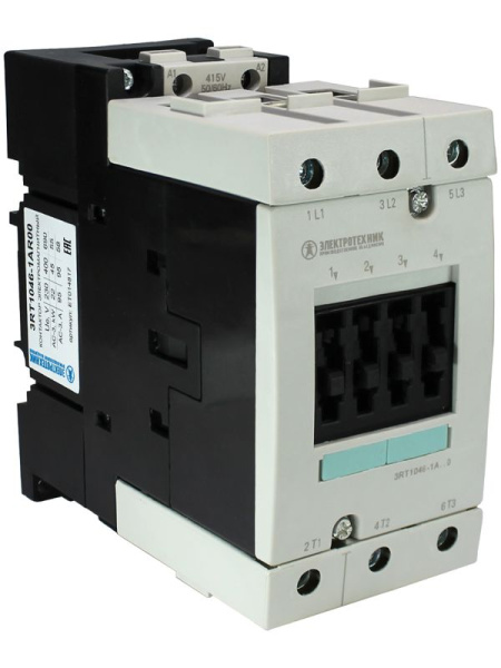 Контактор электромагнитный 3RT1046-1AR00 3-пол. 95А AC-3 45кВт/400В 415В AC 50Гц типоразмер S3 винт. клеммы IP20 Электротехник ET014817