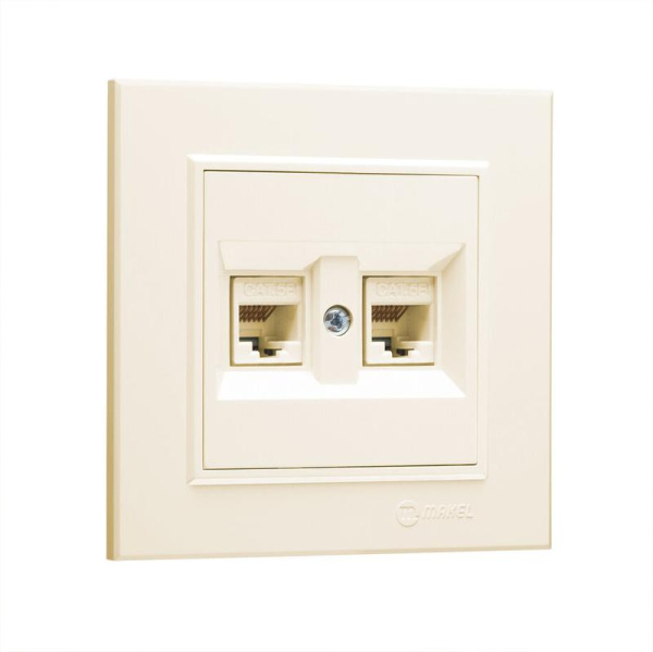Розетка компьютерная двойн. СП Karea 16А IP20 CAT 5 крем. Makel 56010036