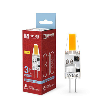 Лампа светодиодная LED-JC-COB 3Вт 12В G4 6500К 310лм IN HOME 4690612060255