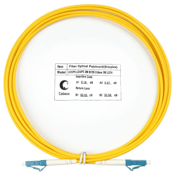 Шнур оптический FOP(S)-9-LC-LC-3M SIMPLEX LC-LC 9/125 SM 3м LSZH Cabeus 7516c