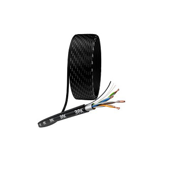 Кабель витая пара F/UTP кат.5E 4х2х24 AWG CU PE+ТРОС OUTDOOR (уп.305м) F-4-PE-T Эра Б0044690