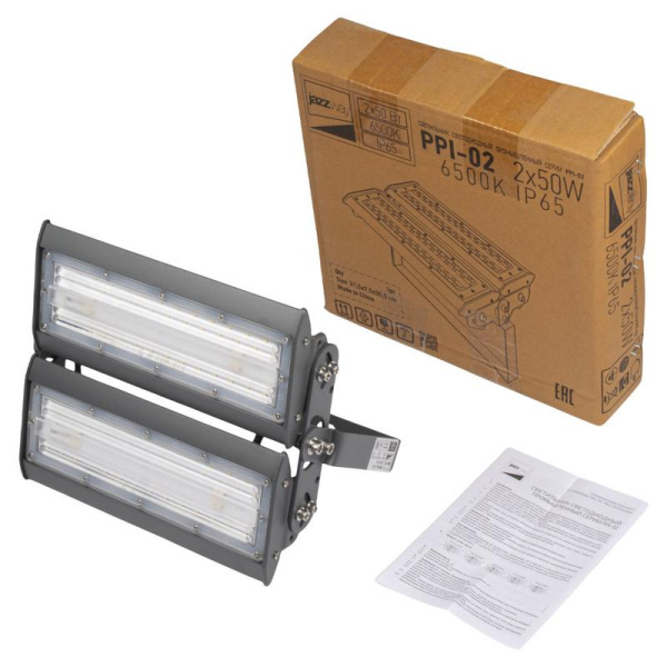 Светильник светодиодный PPI-02 2х50Вт 6500К IP65 ДСП для высоких пролетов Pro+ JazzWay 5016231