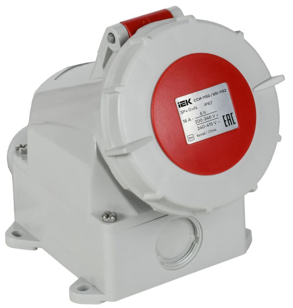 Розетка стационарная ССИ-1152 16А 5п 3P+PE+N 6ч 380В IP67 IEK PSR12-016-5-0-67