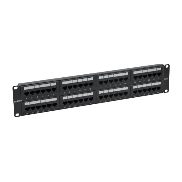 Патч-панель 19дюйм 2UCAT6 48 портов RJ45 неэкранированная DKC RN6PPU242