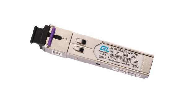 Модуль SFP WDM 1Гбит/с одно волокно SM SC Tx:1490/Rx:1550нм 24дБ до 80км DDM NIKOMAX GL-OT-SG24SC1-1490-1550
