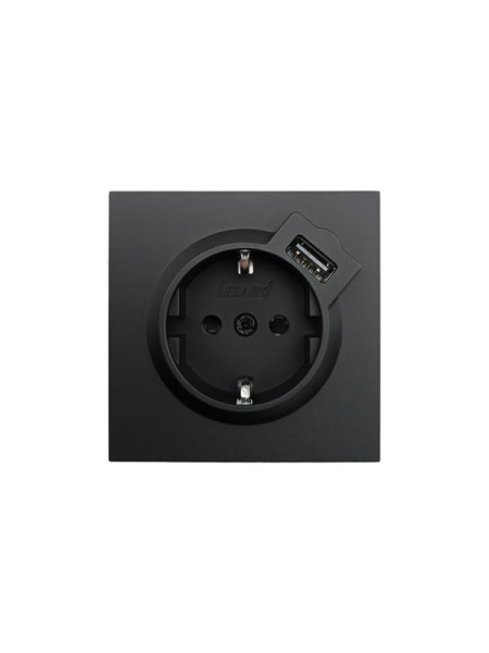 Розетка 1-м СП ZIMA IP20 + USB с заземл. механизм черн. бархат LEZARD 704-4288-181