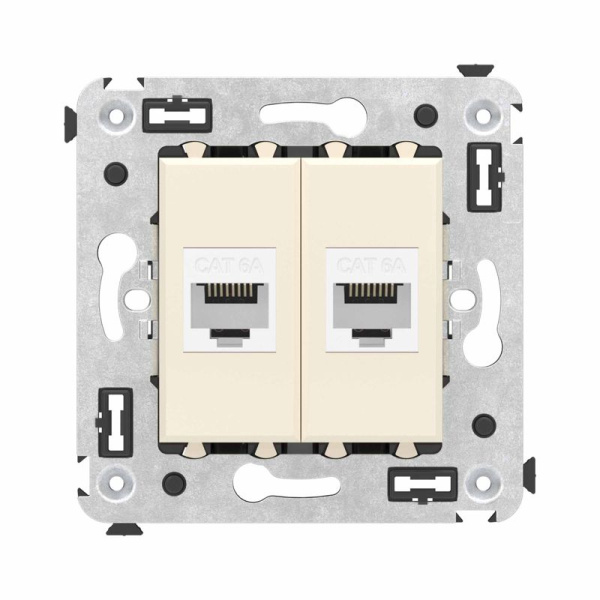 Розетка компьютерная 2-м СП Avanti "Ванильная дымка" RJ45 кат.6A без шторок механизм DKC 4405674