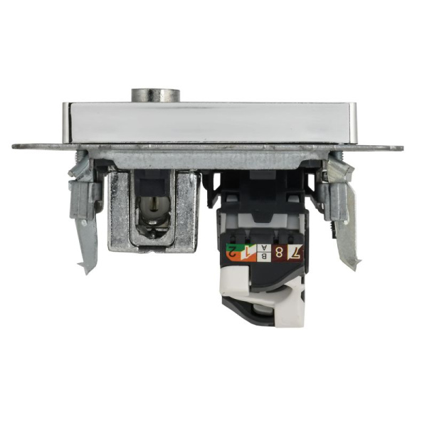 Розетка компьютерная + телевизионная 2-м BRITE РТВ/РК12-БрГН RJ45 кат.5E + TV механизм метал. хром/никель IEK BR-AK20-1-M-K23