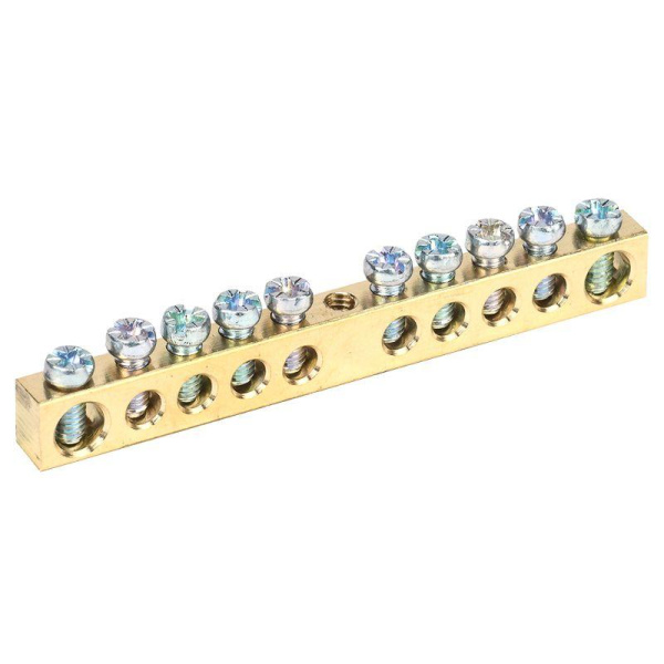 Шина PEN "земля-ноль" 6х9мм 10/1 (10 групп/крепеж по центру) Rexant 11-2359