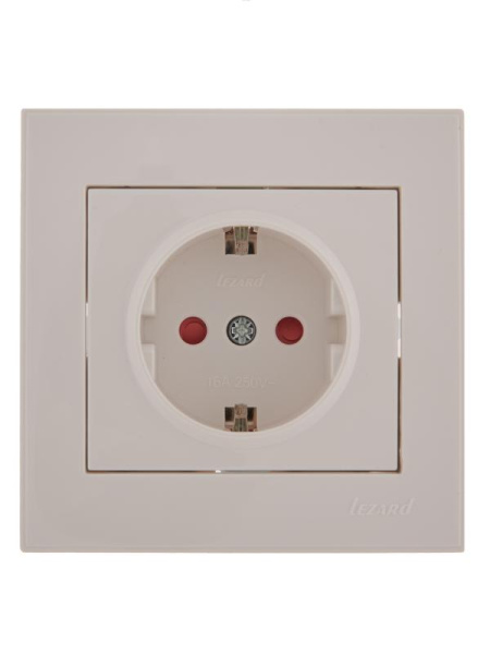 Розетка 1-м СП Rain 16А IP20 защ. шторки керамика бел. LEZARD 703-0202-124