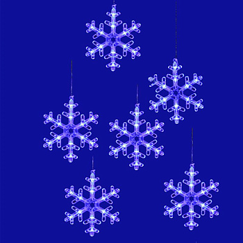 Занавес LED фигурный ULD-E1503-072/DTA BLUE IP20 SNOWFLAKES-3 1.5х0.3м 72 светодиода. син. свет провод прозр. Uniel UL-00007336