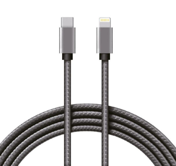 Кабель Type-C-Lightning PD 1м графит нейлон Rexant 18-7054