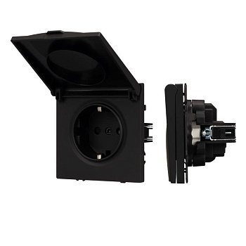 Розетка 1-м СП SCT-NOBE-MCP-SFPL-BK 16А IP44 230В влагозащ. механизм Arlight 054281