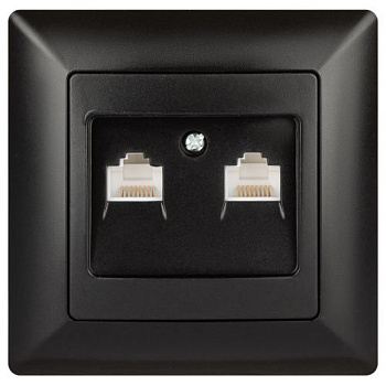 Розетка компьютерная 2-м СП Solo 4-304-05 RJ45 антрацит Intro Б0043393