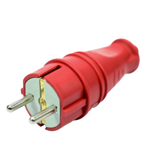 Вилка прямая MultiSet 16А 2К+З 250В IP44 каучук красн. SE MST4401RD