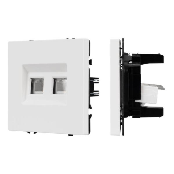 Механизм сдвоенной телефонной розетки SCT-NOBE-MTL2-SFPL-WH (RJ-11 4C) бел. кварц Arlight 054308